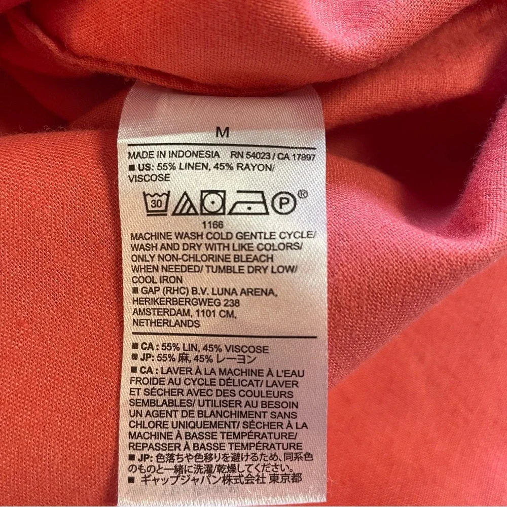 Banana Republic Women's Linen Blend Shirt Deep Coral Size Medium - Picture 8 of 11